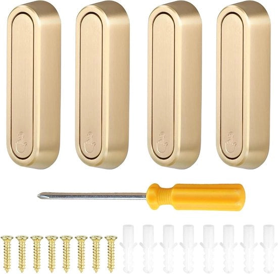Set di 4 Haken da Parete Rettangolari in Alluminio per Abbigliamento, Asciugamani e Accessori con Chiave a Croce - Ideali per la Stanza da Bagno e l'Armadio