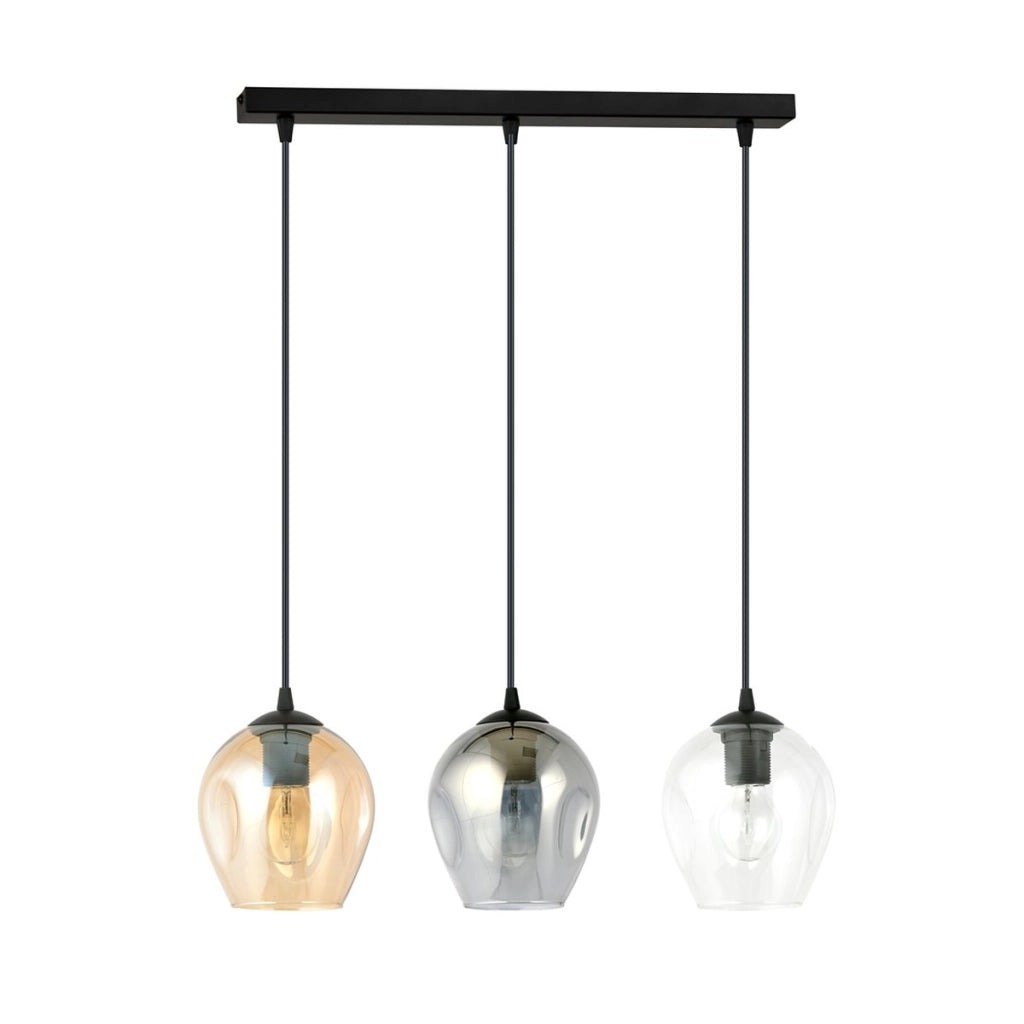 Lampada a sospensione ISTAR in acciaio nero e vetro mix