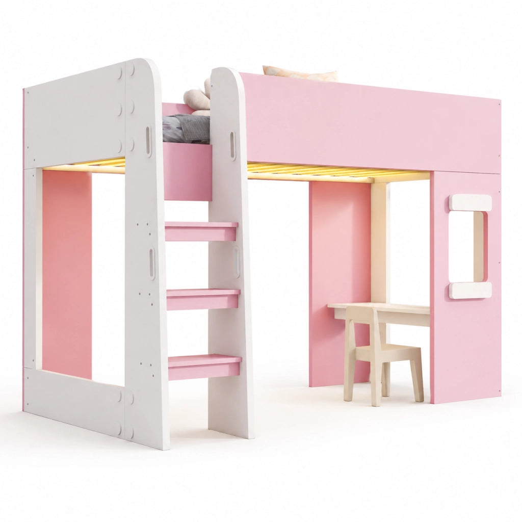 letto alto in mdf rosa 93.6 x 203.8 cm