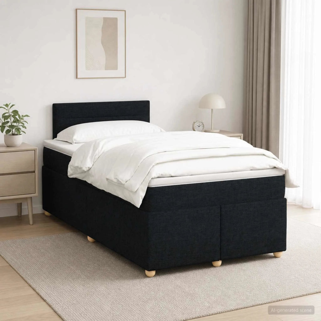 Letto box spring con materasso Nero 120 x 190 cm Tessuto 3450904