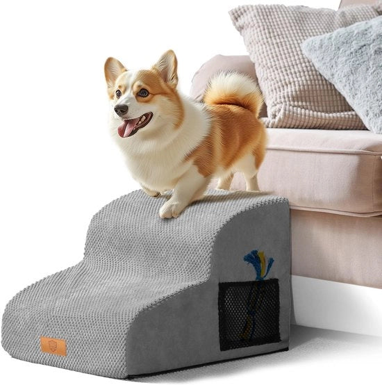 Trappola per cani per piccoli cani, scale per cani 2 gradini, rampa per cani con fodera impermeabile, ripiegabile e lavabile, trappola per cani 30 cm alta per letto, divano, poltrona