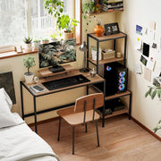 SCRIVANIA PC 150x48x125 cm Marrone con ripiano monitor e 4 ripiani reversibili