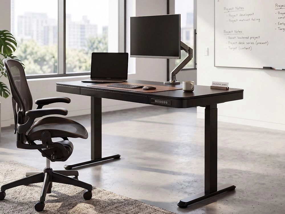 Scrivania elettrica ad altezza regolabile nero 120x60 cm ufficio studio lavoro
