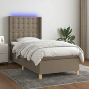 Letto a Molle con Materasso e LED Tortora 90x200 cm in Tessuto cod mxl 69848