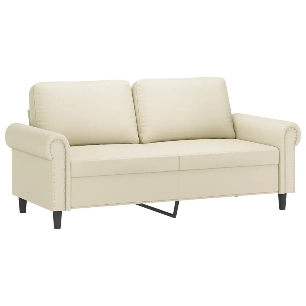 Divano a 2 Posti con Cuscini Crema 140 cm in Similpelle 3200931