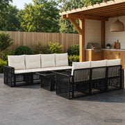 Set Divano da Giardino 8 pz Nero e Bianco Crema polyrattan 3436753