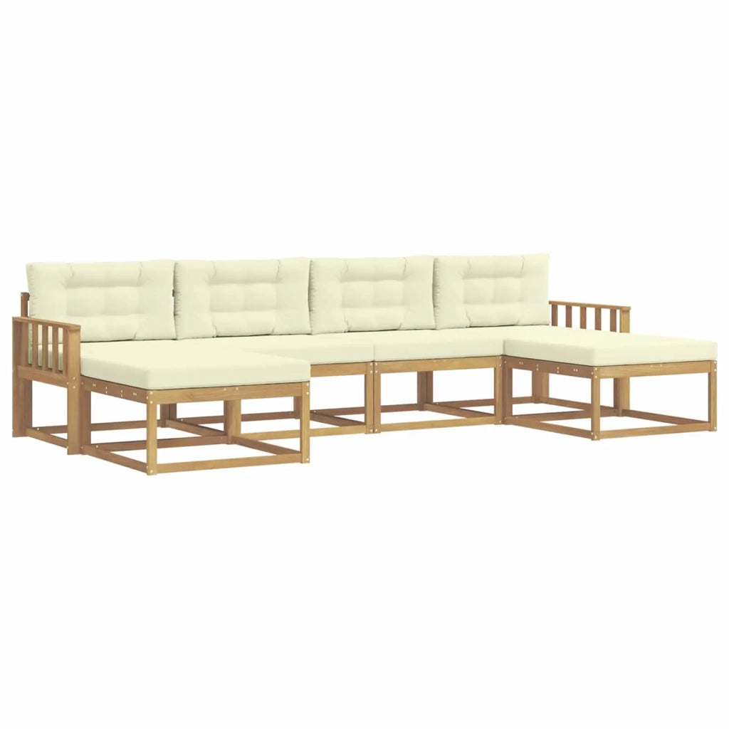 Set di divani da esterno con cuscino 6 pcs Bianco e Crema