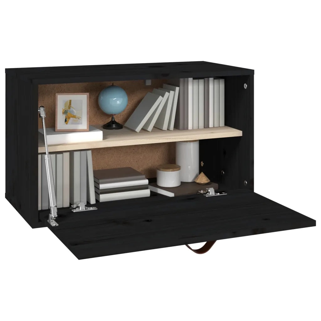 Pensile Nero 60x30x35 cm in Legno Massello di Pino 818354