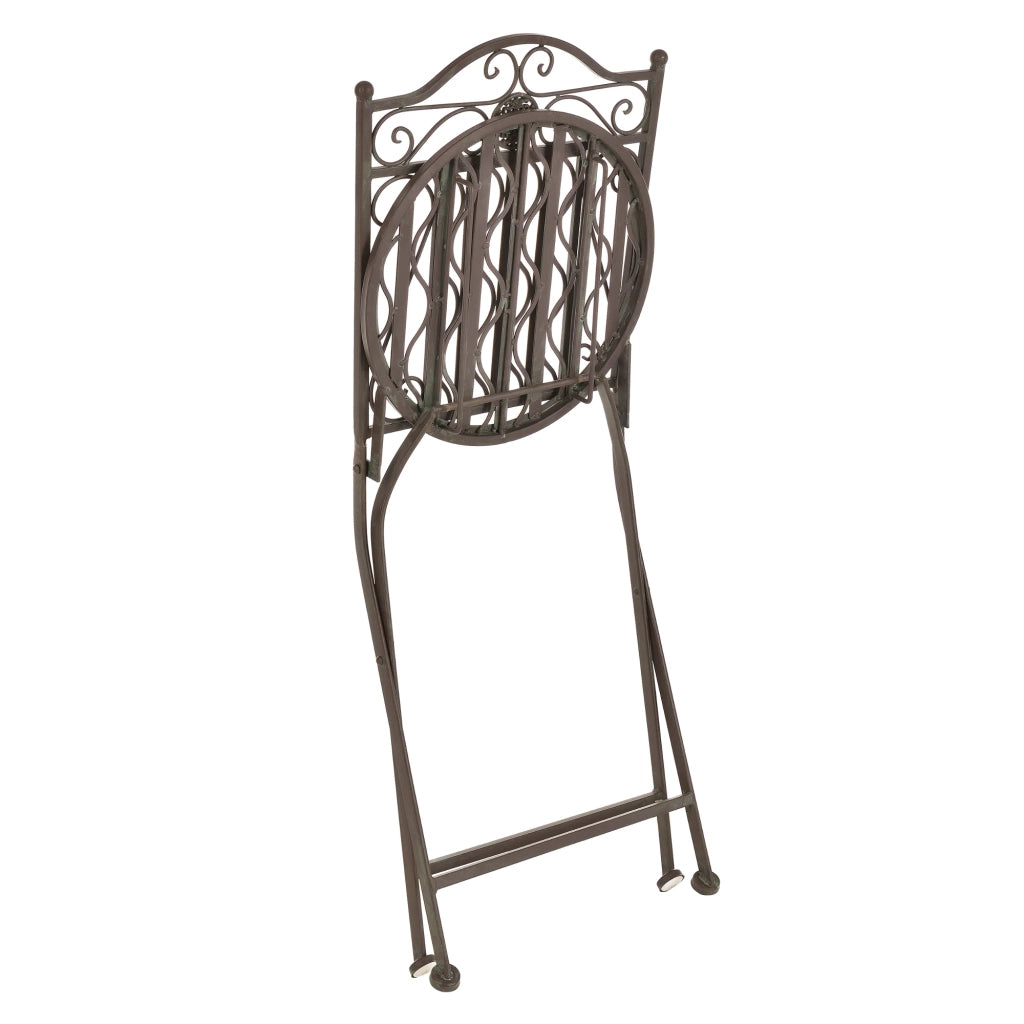 Set da bistrot in metallo verde scuro per il giardino con patina grigio chiaro 03_0006936