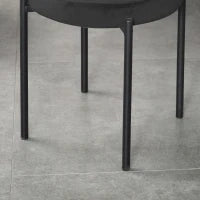 Set 4 Sgabelli Bassi e Rotondi in Metallo e Tessuto Effetto Velluto, 41.5x41.5x46 cm, Nero