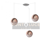 SOSPENSIONE CROMO 3 LUCI RETTANGOLARE VETRI BRONZO 1184CR-S3 R-BR