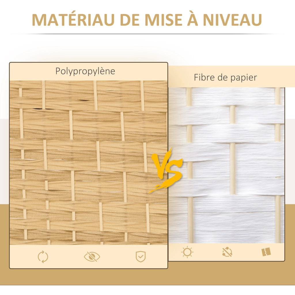 Paravento in legno 3 ante ¨C zephmum ¨C naturale 135x180 cm