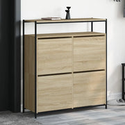 Scarpiera 4 Cassetti Ribaltabili-Scaffale per scarpe Rovere Sonoma 100x34x112 cm