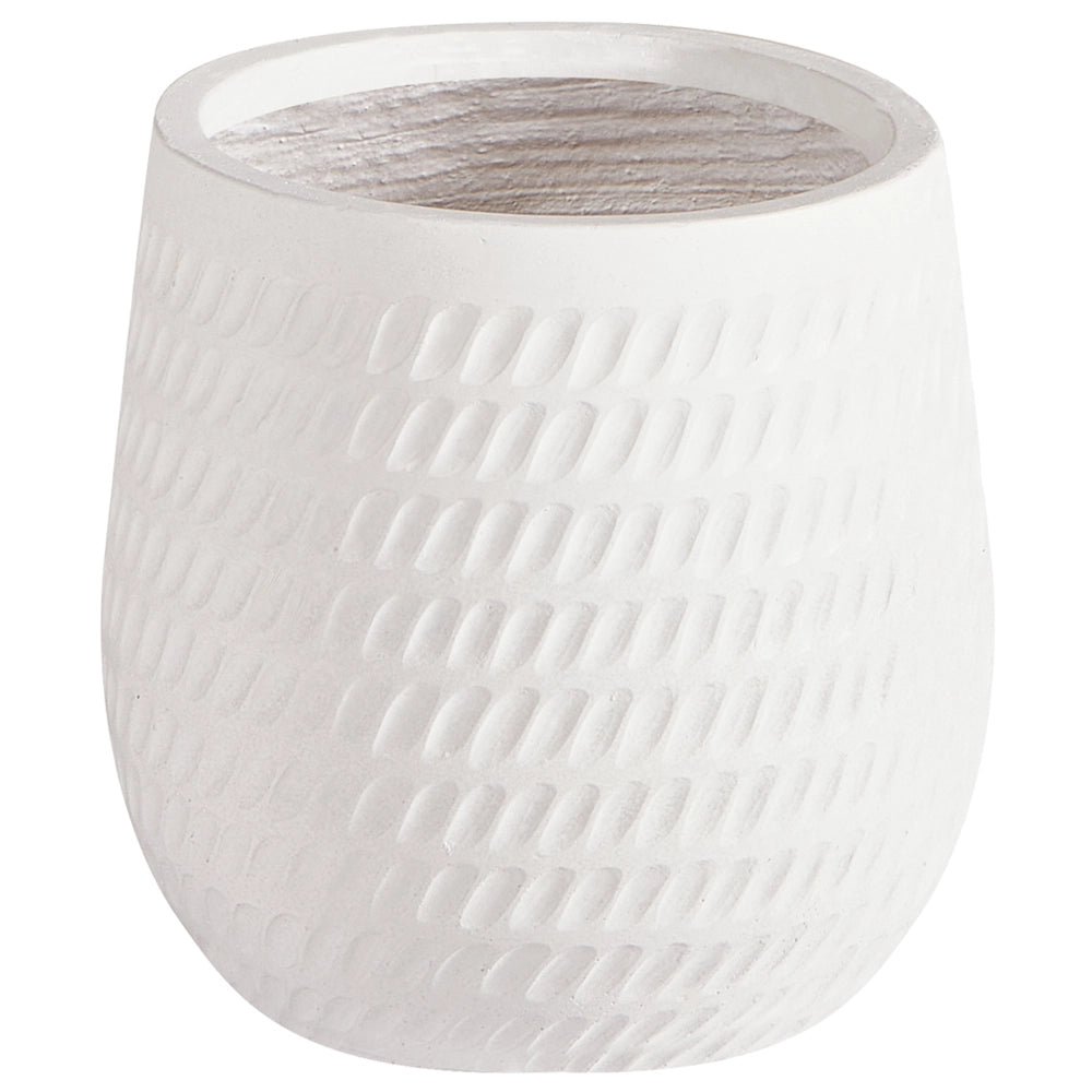 Vaso rotondo per piante in fibra di argilla con motivo in rilievo bianco sporco ⌀ 19 cm giardino terrazzo