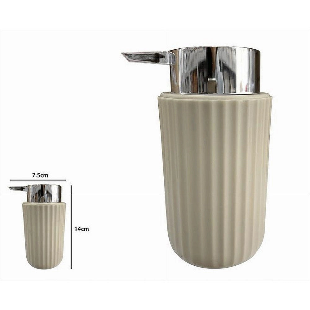 Trade Shop - Dispenser Porta Sapone Liquido Accessorio Arredo Bagno Beige Decoro Plissè 59093 -