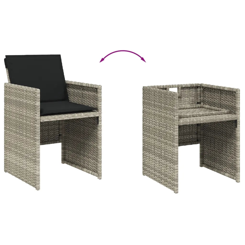 Set Pranzo da Giardino 5pz con Cuscini Grigio Chiaro Polyrattan 3277666