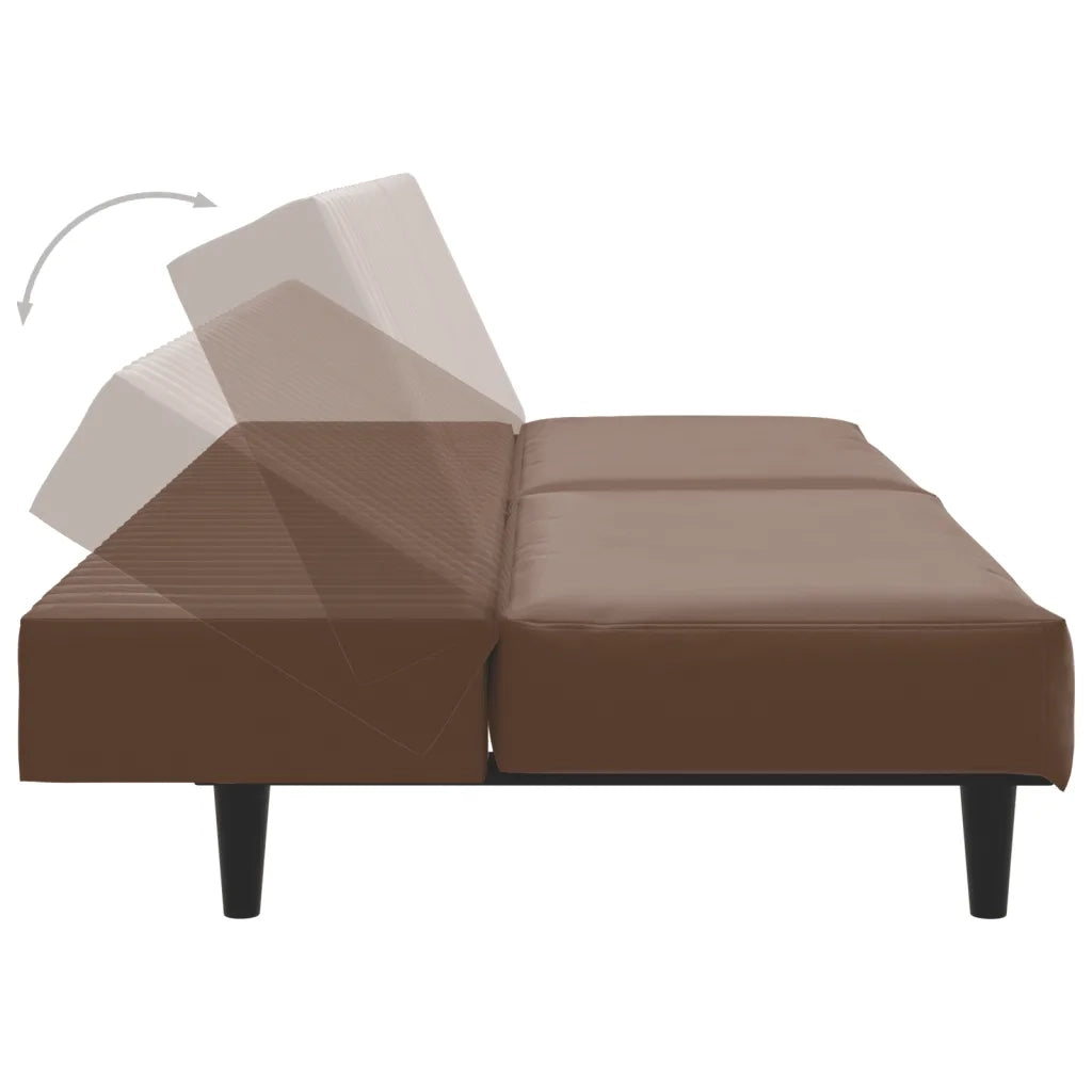 Divano Letto a 2 Posti Marrone in Similpelle 375948