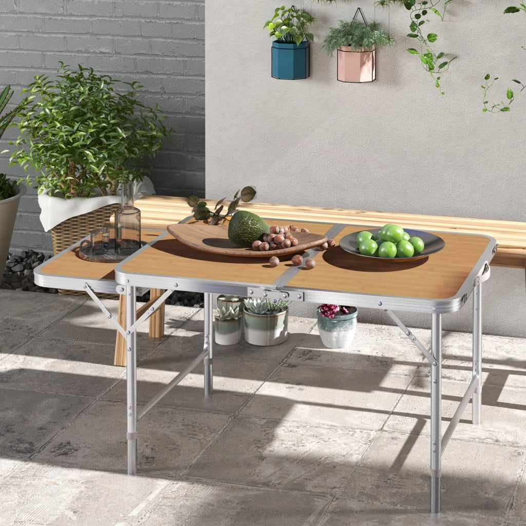Tavolo pieghevole allungabile da giardino ¨C zephmum ¨C alluminio MDF effetto bamb¨´
