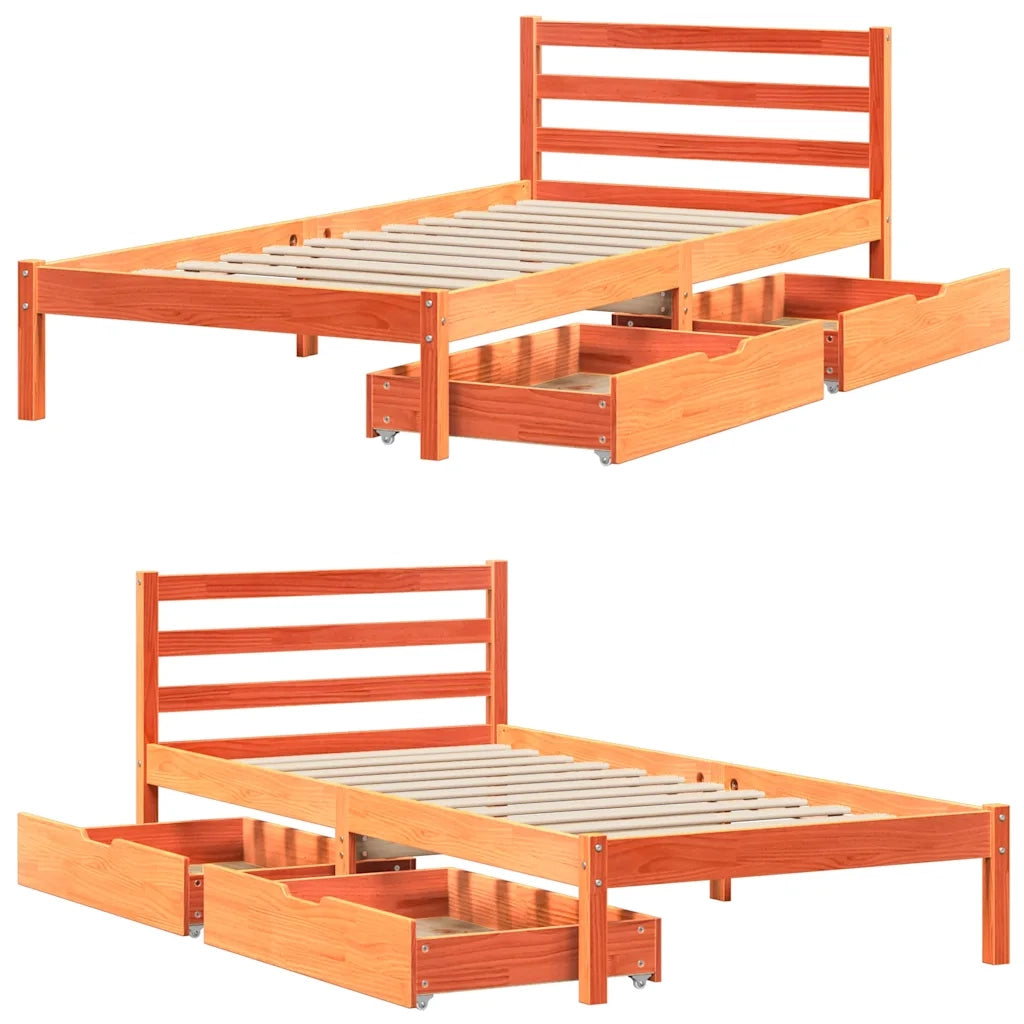 Letto senza Materasso Marrone Cera 90x190 cm in Legno di Pino 3301551