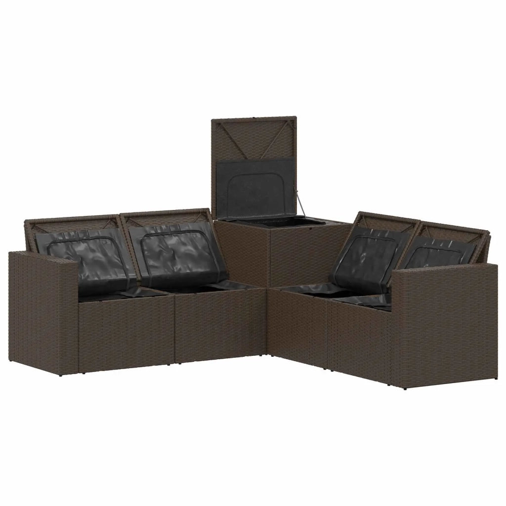 Set di divani 5 pz Marrone e Bianco Crema 3447856