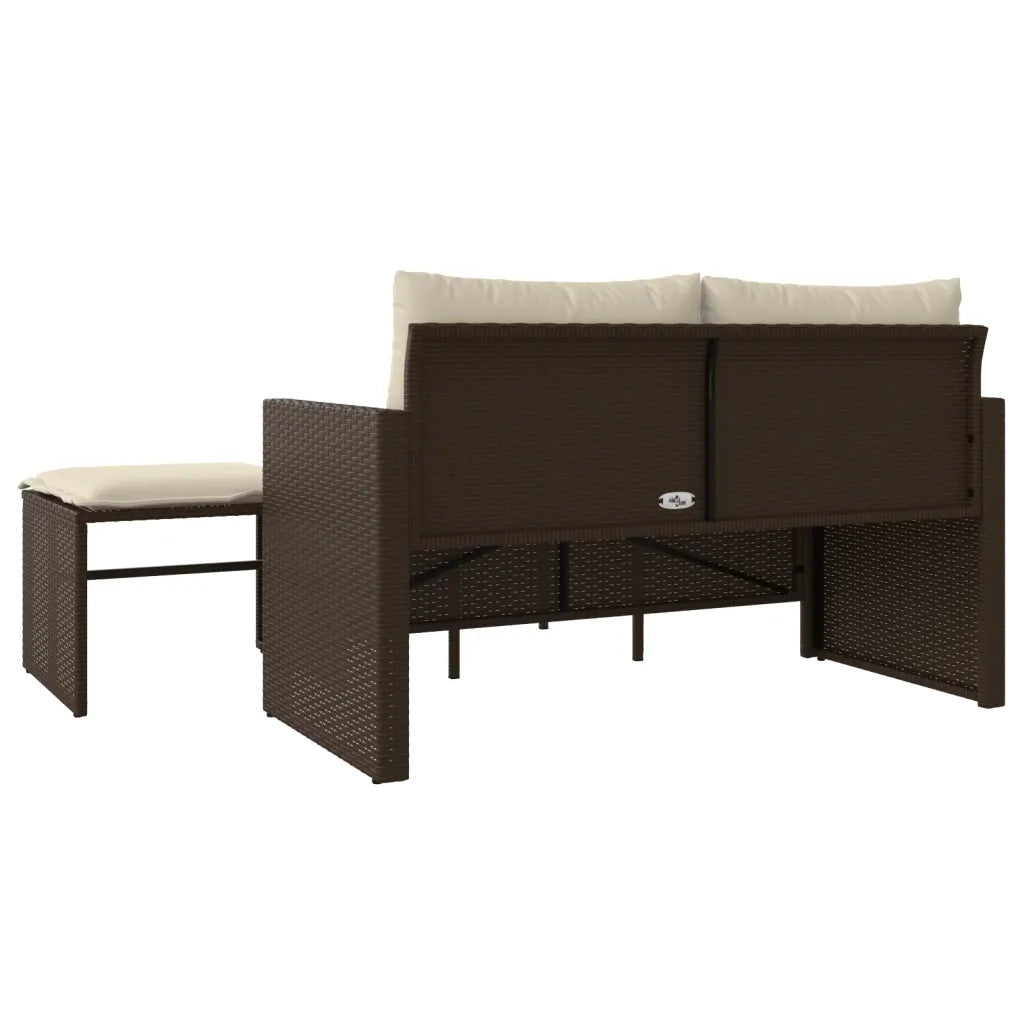 Set Divano da Giardino 3 pz con Cuscini Marrone in Polyrattan 365459