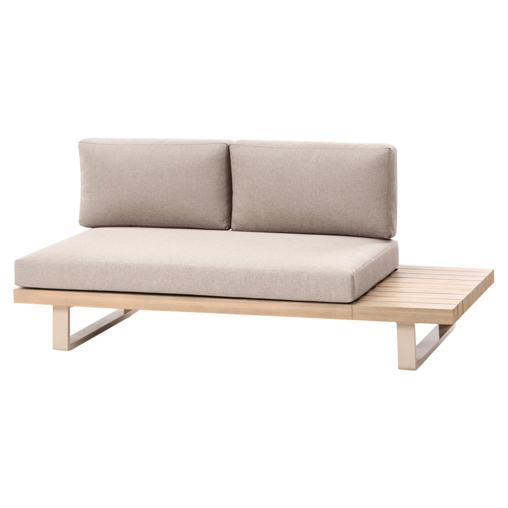Set di divani angolari da giardino color taupe e marrone chiaro 5 posti a sedere bassi con tavolino da caffè