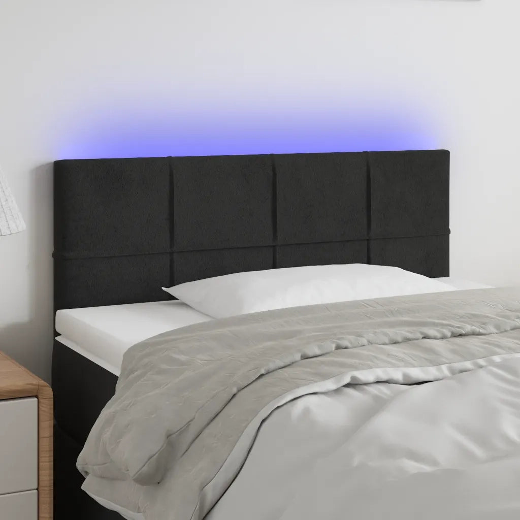 Testiera | Testata a LED Nera 90x5x78/88 cm in Similpelle