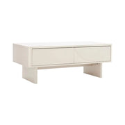 Tavolino chic MIYA 120 cm – Piano in ceramica effetto marmo bianco e 2 cassetti