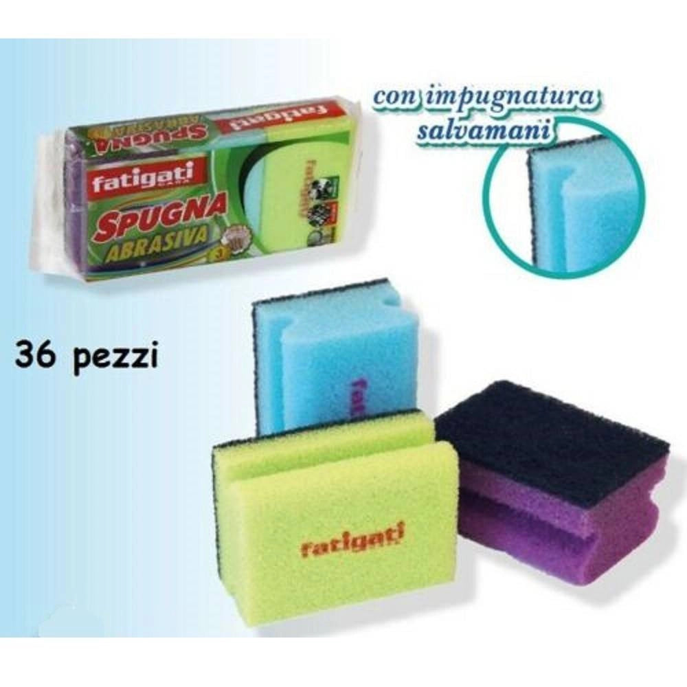 Trade Shop - Set 36 Pezzi Spugna Lavaggio Piatti Pentole 2 In 1 Colorate Cucina Abrasive -