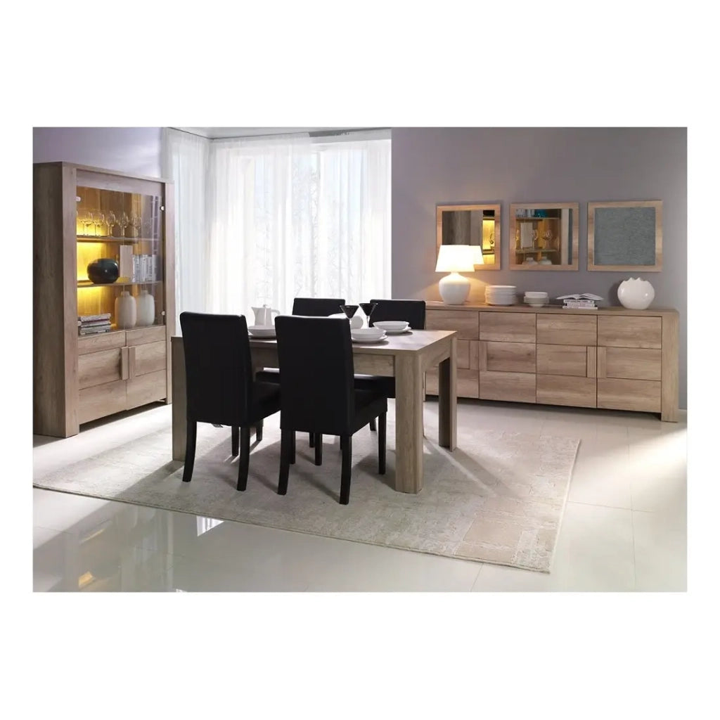 Grande vetrina con 2 porte in vetro e 2 porte in legno - Collezione FARRA - rovere chiaro