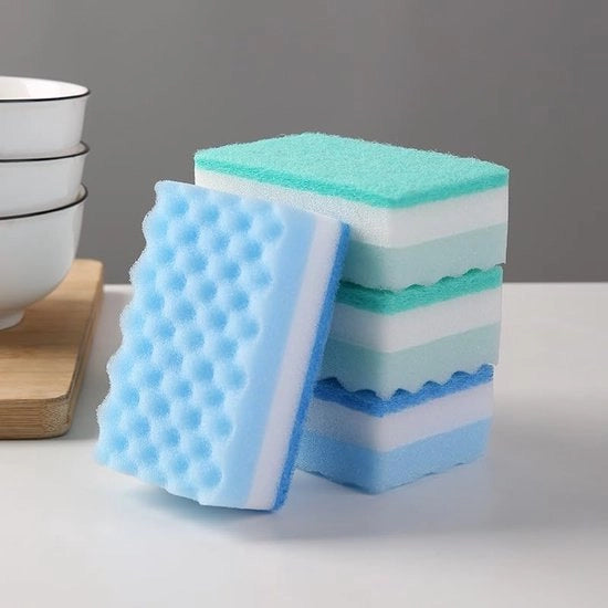 4 spugne per il pavimento, spugne per la cucina, tovaglioli magici, blocchi di spugna a doppia faccia (verde, blu, quadrato)