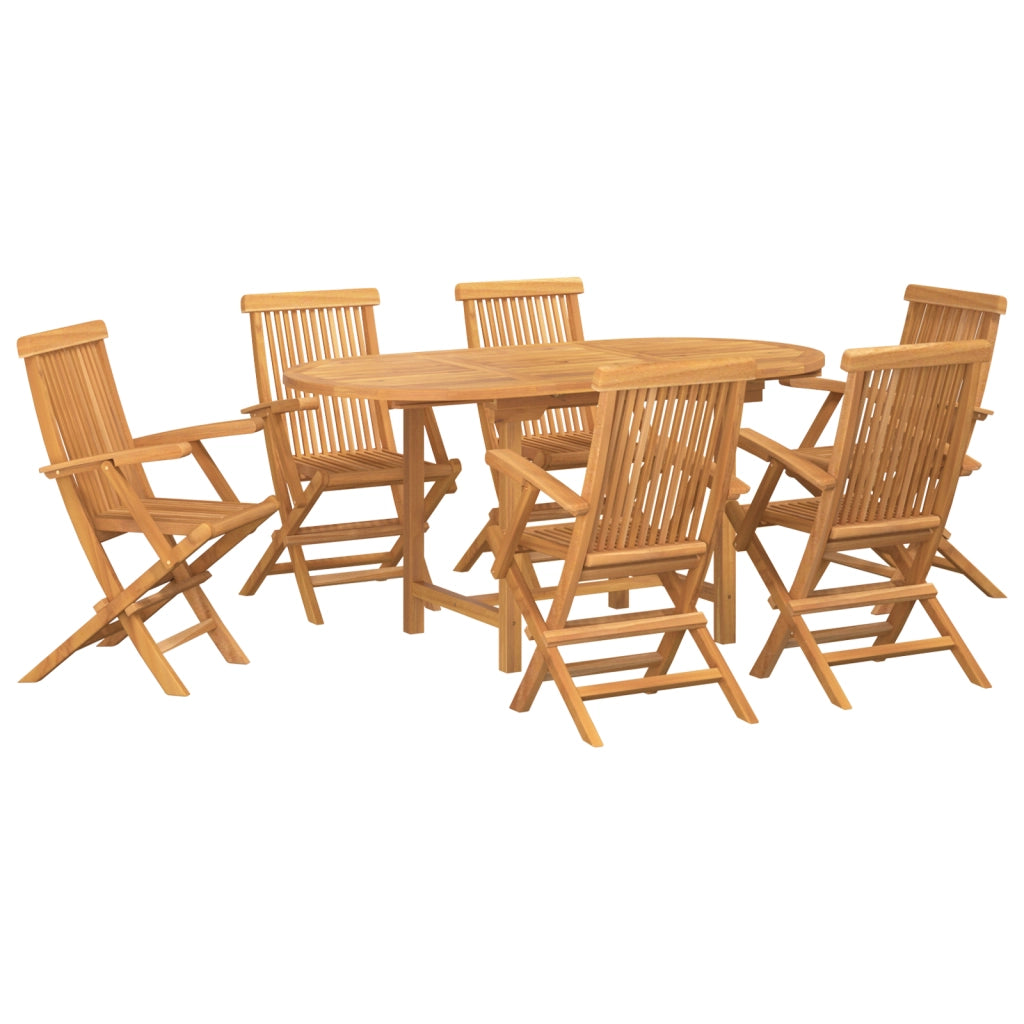 Set da Pranzo da Giardino 7 Pezzi in Legno Massello di Teak