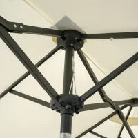 Ombrellone Doppio, Ombrellone da Terrazza, Inclinabile, con Pannello Solare, 35 LED, Telaio in Acciaio, 2.92 x 1.50 x 2.18 m, Beige