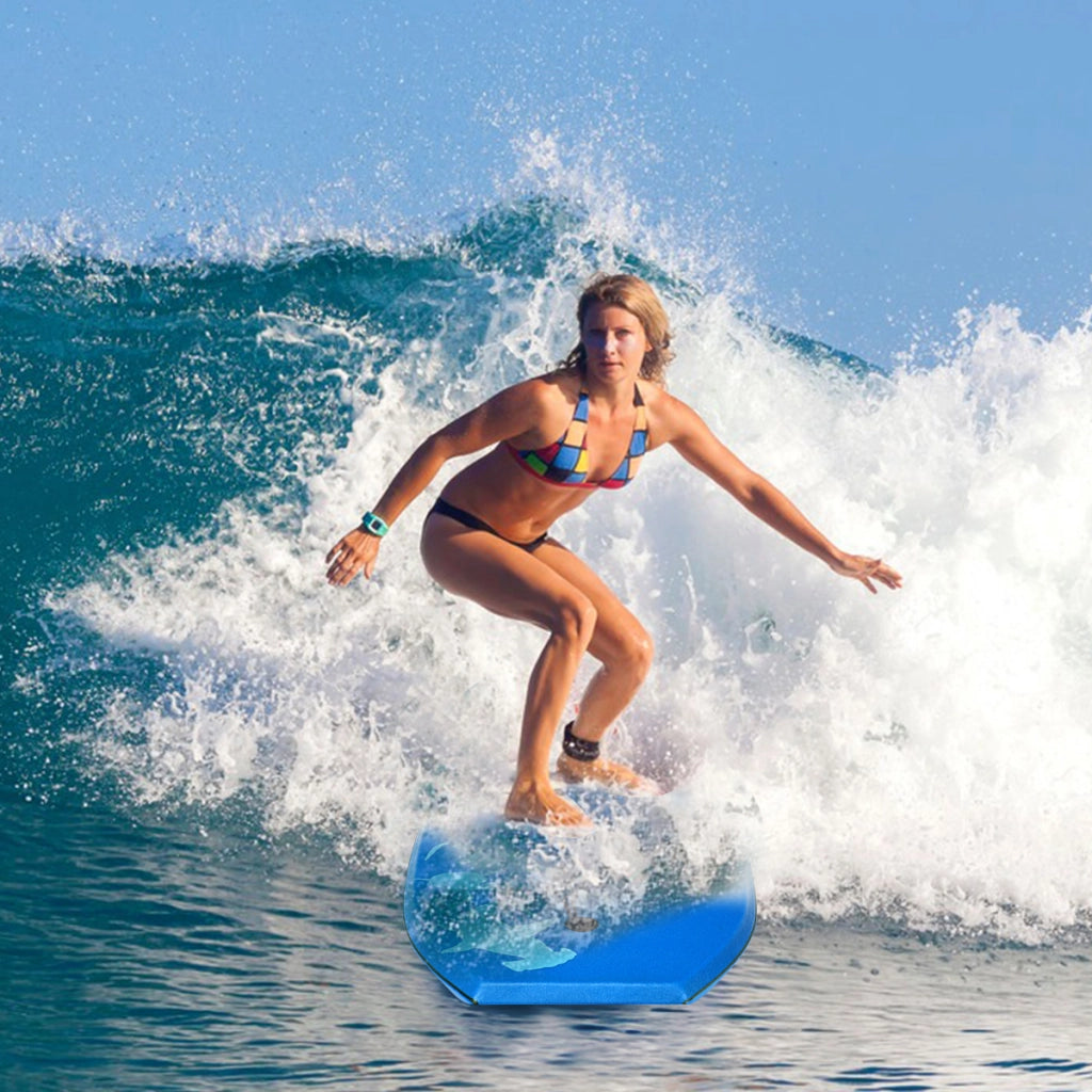 Tavola da surf con cinturino per piedi, Bodyboard tavola per bambini/adulti 84x48x6cm Blu e bianco