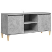 Mobile TV multimediale scaffale TV credenza mobile TV per sala da pranzo soggiorno camera da letto con gambe in legno massello 103,5 x 35 x 50 cm grigio 02_0026844