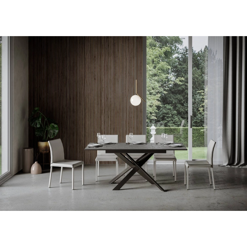 Tavolo allungabile 90x120/180 cm Ganty - bordo Antracite telaio Antracite - Antracite Spatolato