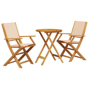 Set da Bistrot 3pz | Set Salotto da Giardino Beige in Tessuto e Legno Massello