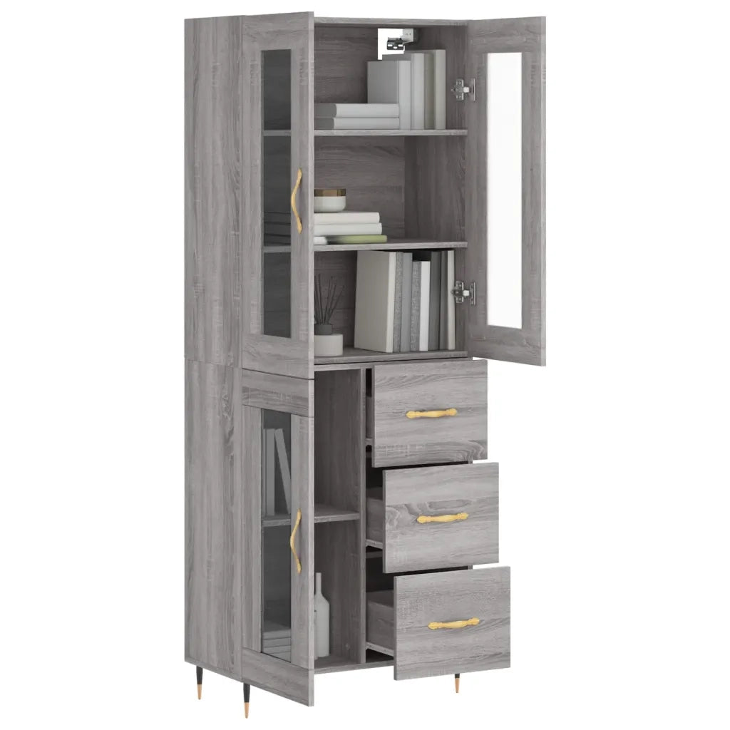 Credenza Grigio Sonoma 69,5x34x180 cm in Legno Multistrato 3198583