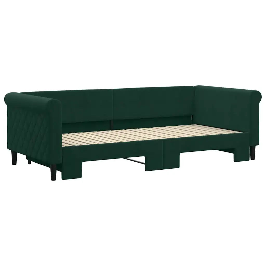 Divano Letto con Letto Estraibile Verde Scuro 90x200cm Velluto 3197773