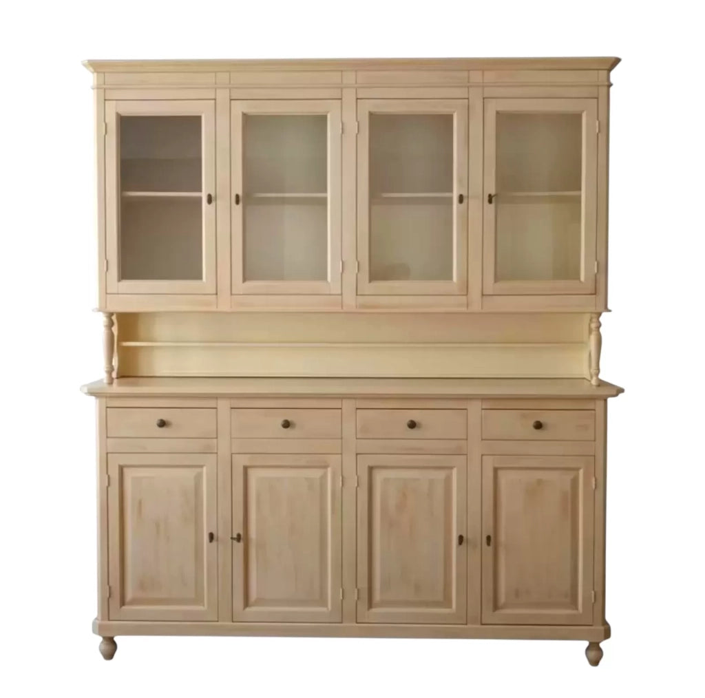 Cristalliera 4 porte legno shabby avorio patinato 196x43x208h - Mobili 2G
