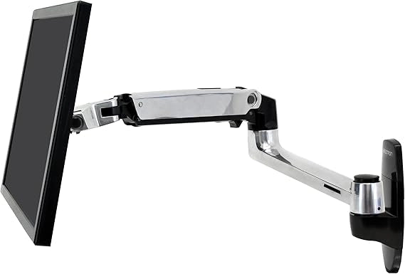 Ergotron - Braccio per monitor singolo LX, montaggio a parete VESA - per monitor fino a 34 pollice, 3,2-1,3kg - Allu