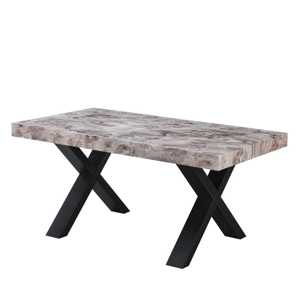 Tavolo Allungabile Cindy Effetto Marmo Grigio con Gambe Nere da 160 a 240 cm