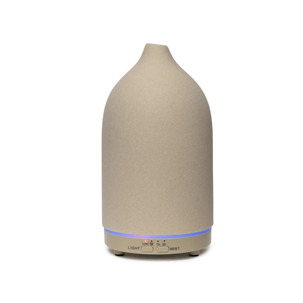 Diffusore di Aromi 80 ml in Ceramica con Luce LED 7 Colori, Umidificatore per Oli Essenziali con Timer 1/2 Ore, Alimentazione USB-C 5V, Design Compatto