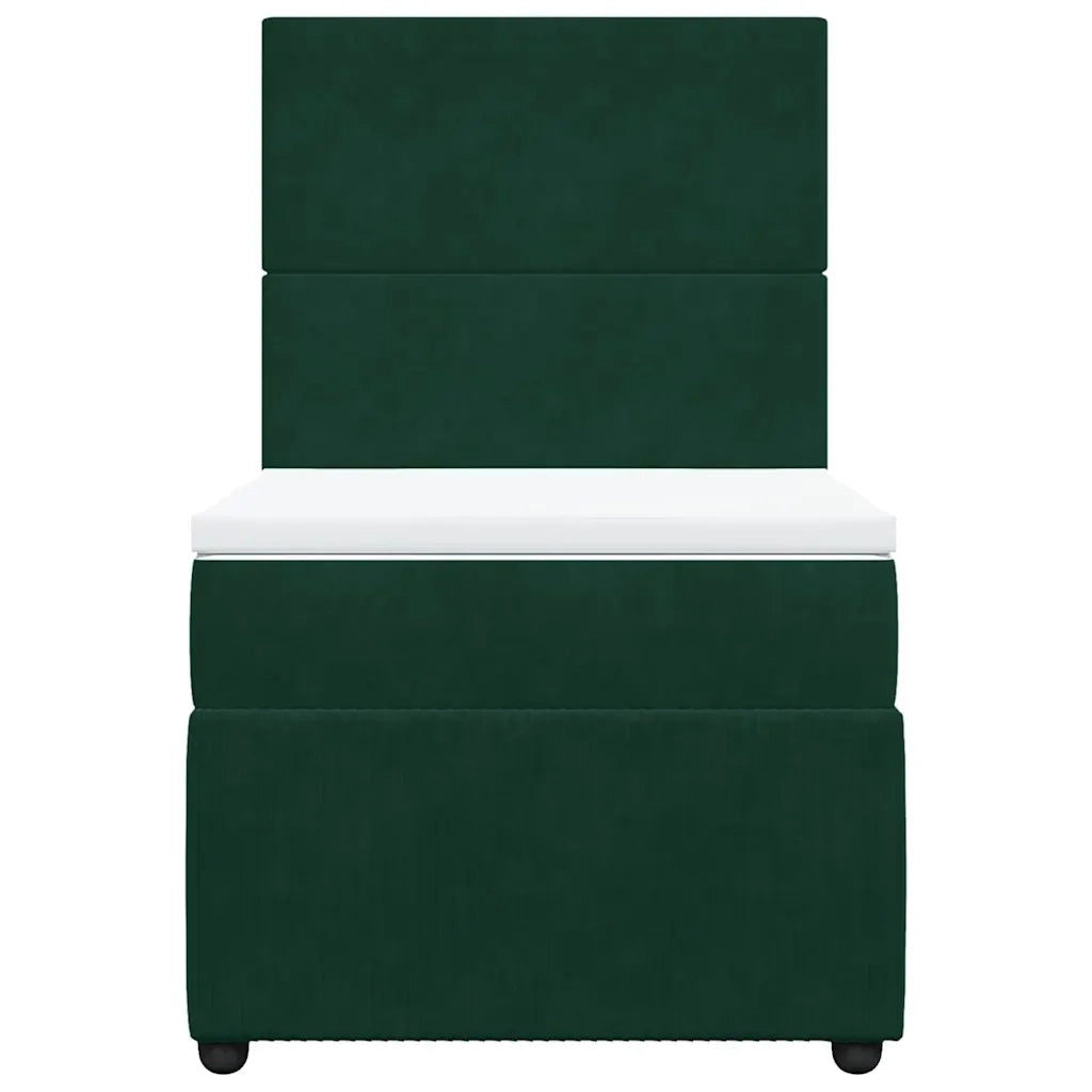 Giroletto a Molle con Materasso Verde Scuro 80x200 cm Velluto