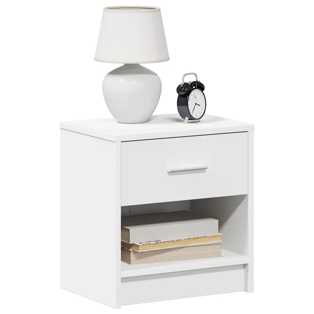 Comodini 2 pz con Cassetto-Set di 2 Tavolino da notte Bianco 39x28x41 cm