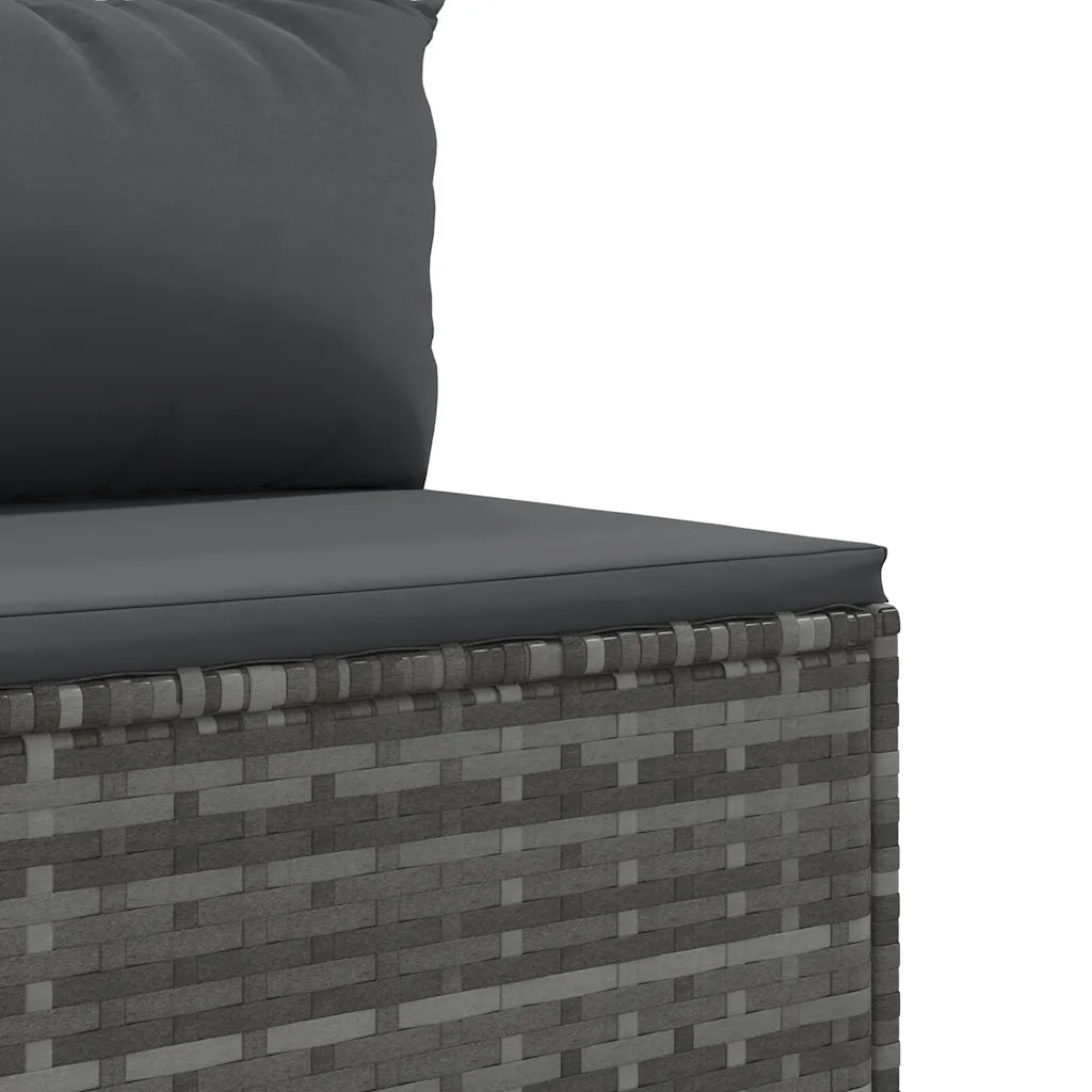 Set Divani da Giardino 3 pz con Cuscini Grigio in Polyrattan