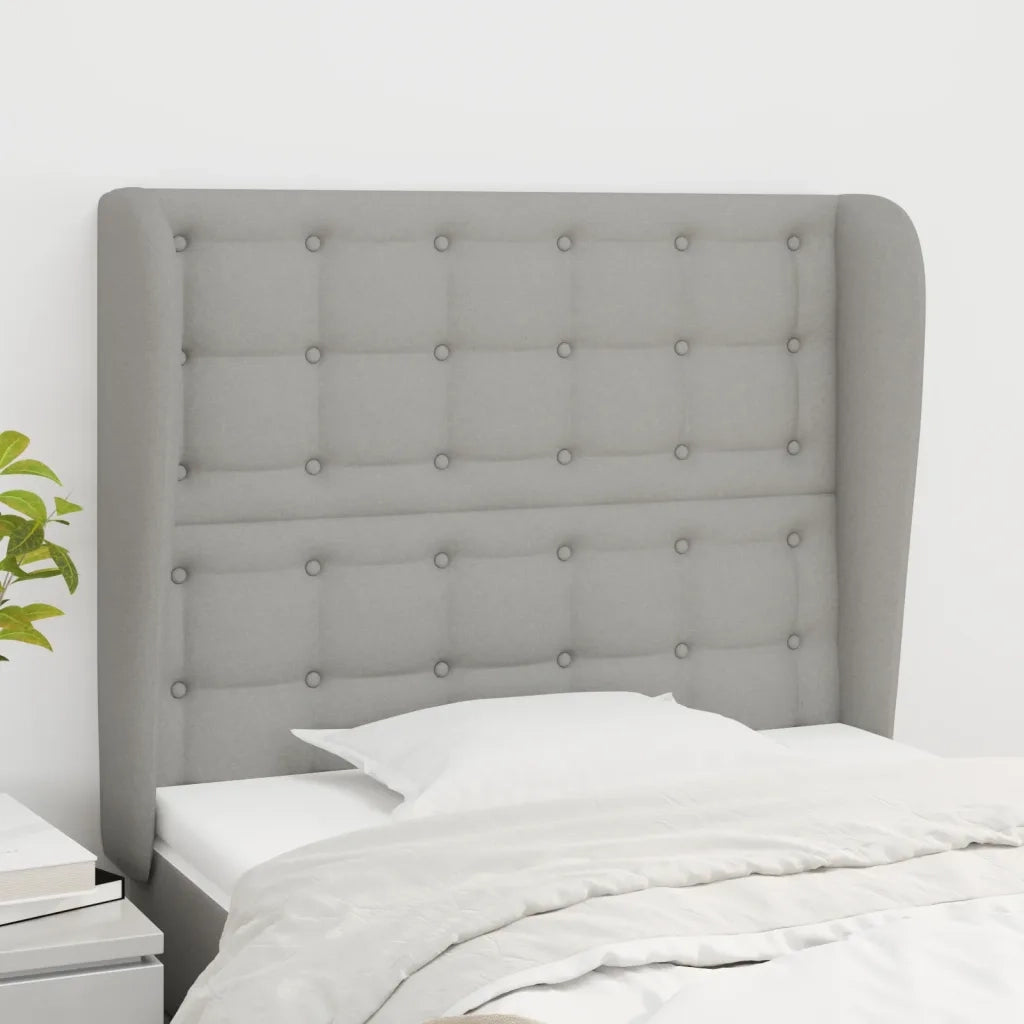Testiera | Testata ad Orecchio Grigio Chiaro 103x23x118/128 cm in Tessuto