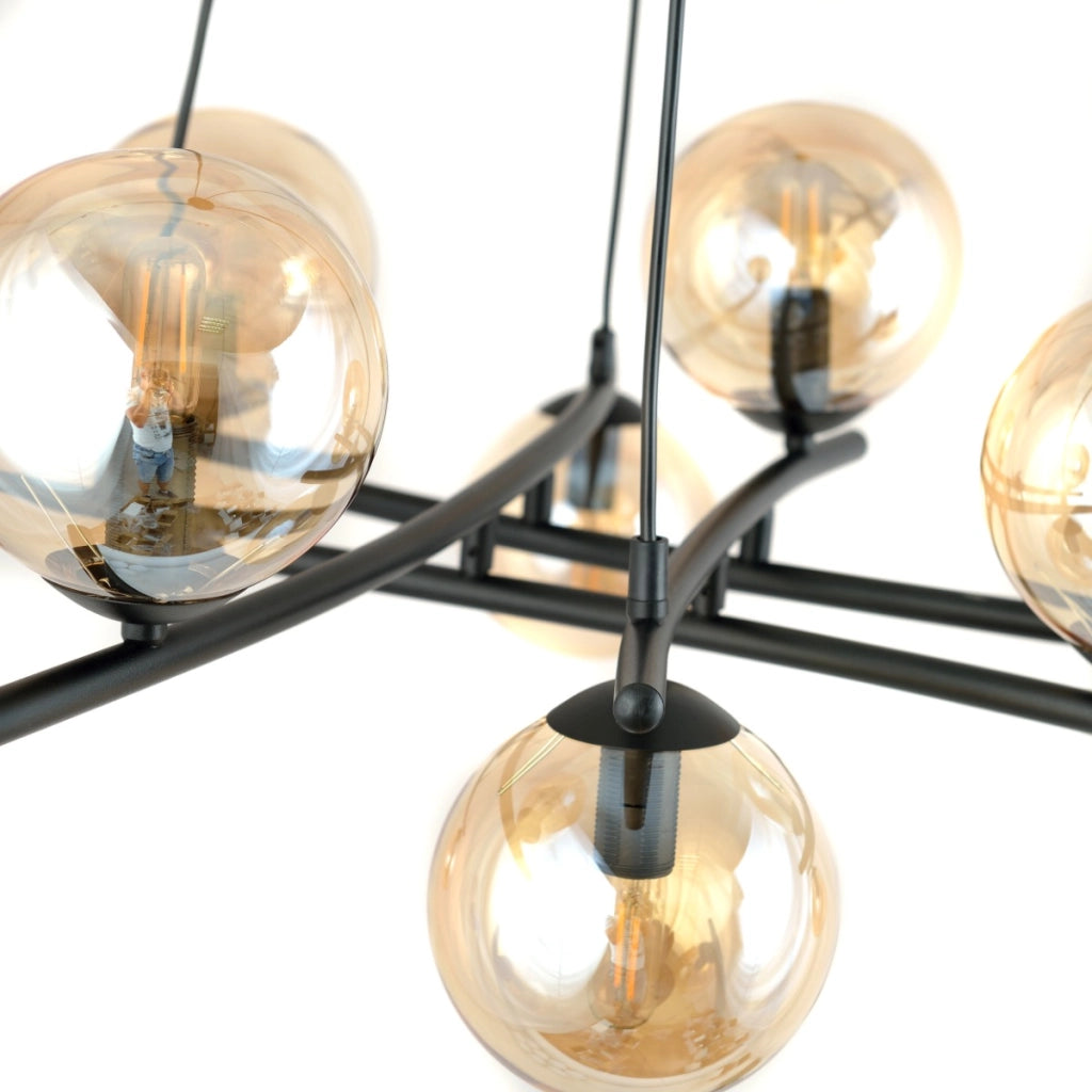 Lampadario sospeso ESSA 8 luci Emibig nero/miele Ø100cm