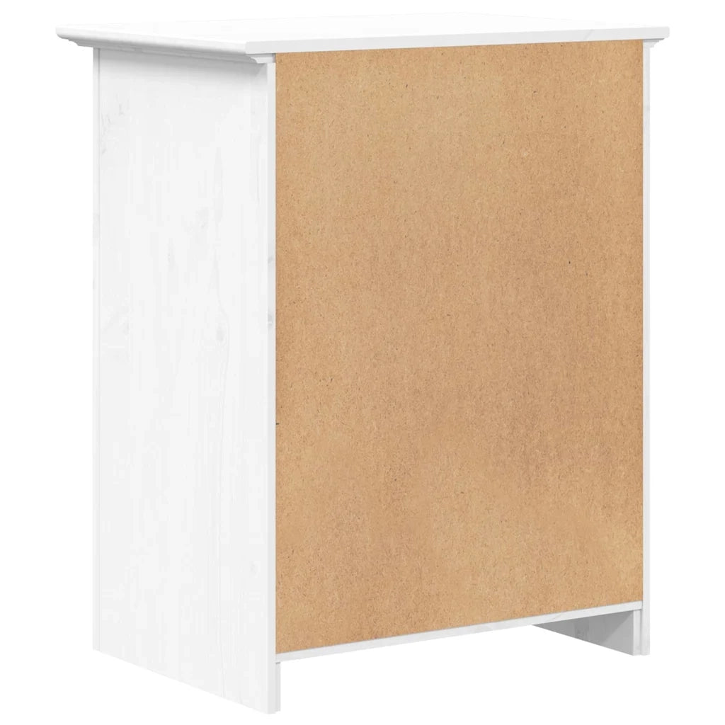 Comodino | Armadio da Notte | Mobiletto da notte BODO 53x38,5x67 cm in Legno Massello di Pino Bianco