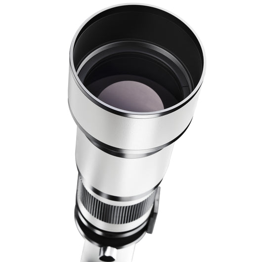 Teleobiettivo 650-1300mm 1:8-16 CSC compatibile con Sony E – Focus manuale, obiettivo zoom tele per full-frame e Sensore APS-C – incl. coperchio e custodia